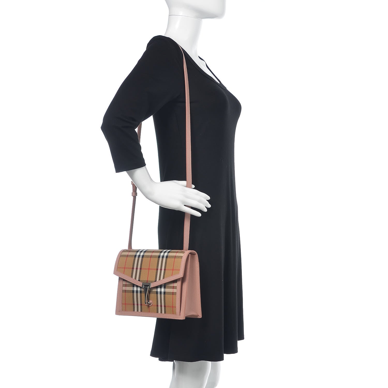 Burberry Grainy Calfskin Vintage Check Small Macken Crossbody Bag Ash Rose 2 of 10