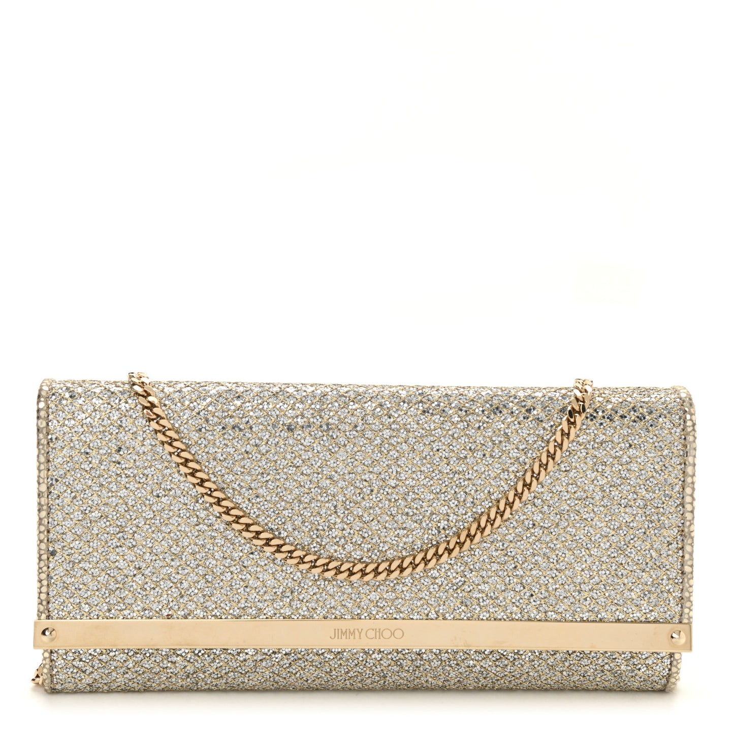 Glitter Fabric Milla Chain Wallet Champagne