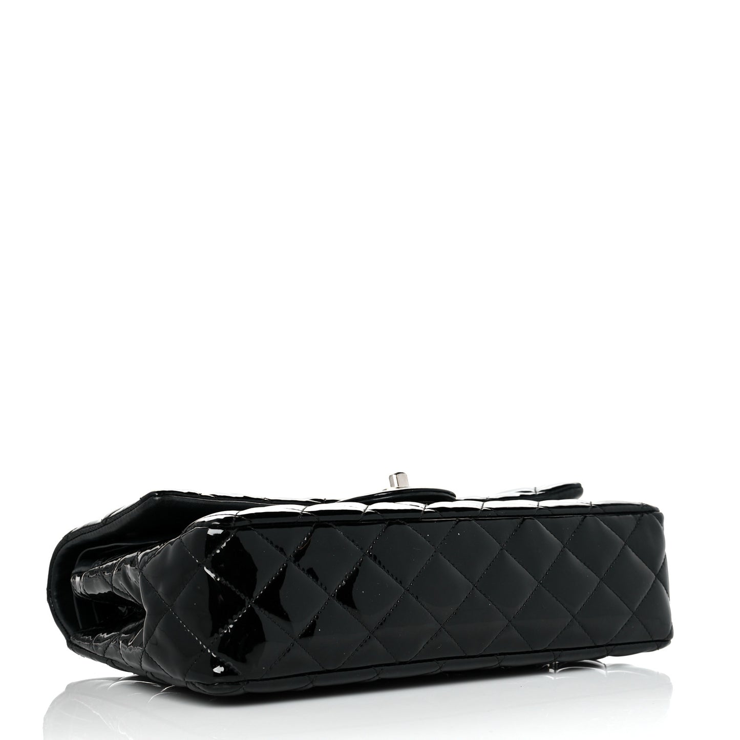 Patent Quilted Medium Double Flap Black