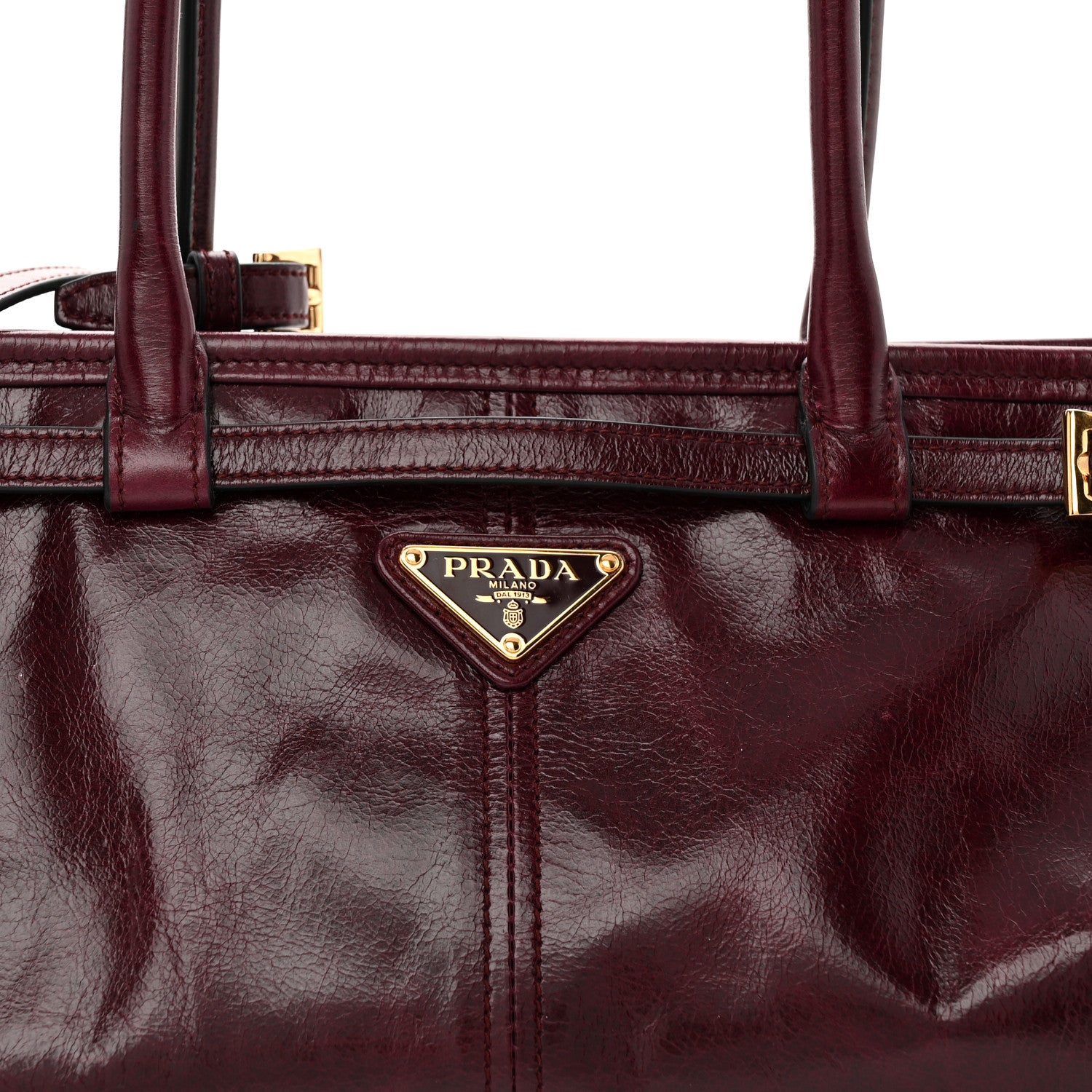 Prada Shiny Nappa Medium Bonnie Shoulder Bag Bordeaux 8 of 10