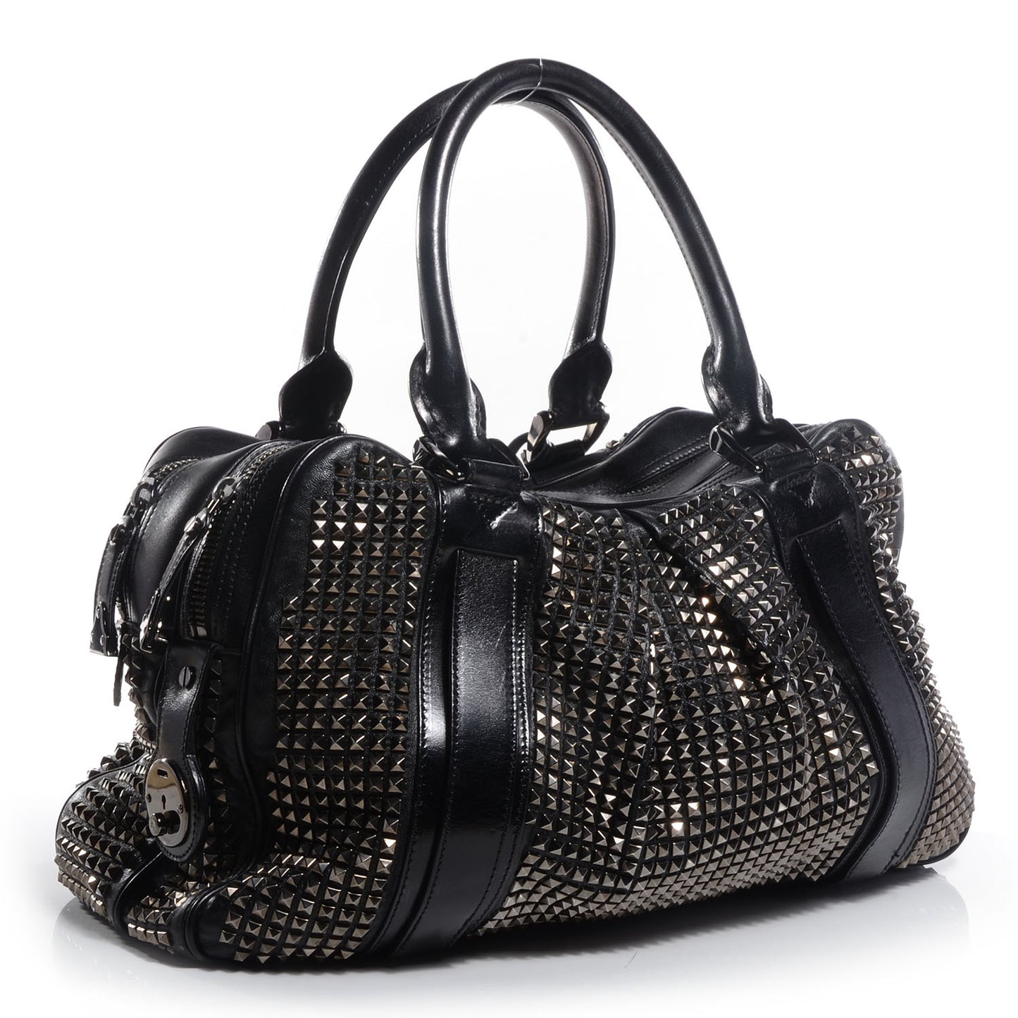 Prorsum Calfskin Studded Knight Satchel Black