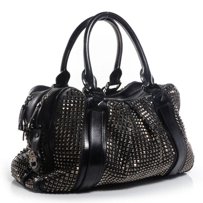 Burberry Prorsum Calfskin Studded Knight Satchel Black 3 of 10