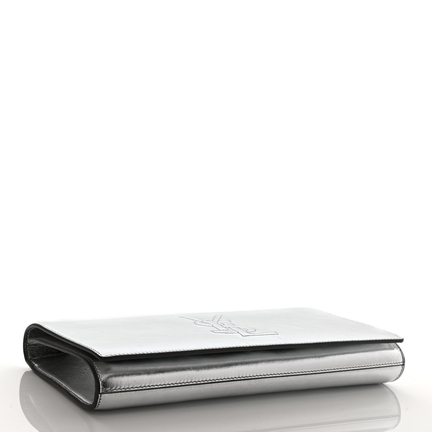 Saint Laurent Metallic Calfskin Monogram Large Belle De Jour Clutch Silver 4 of 8