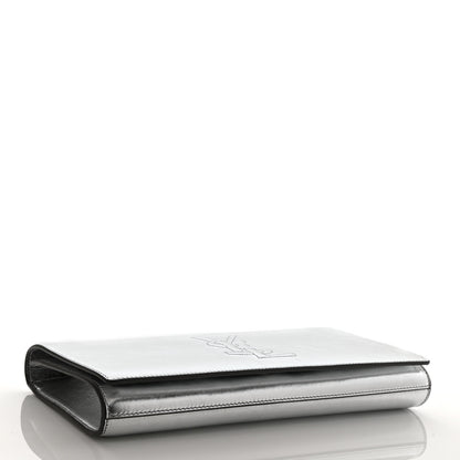Saint Laurent Metallic Calfskin Monogram Large Belle De Jour Clutch Silver 4 of 8