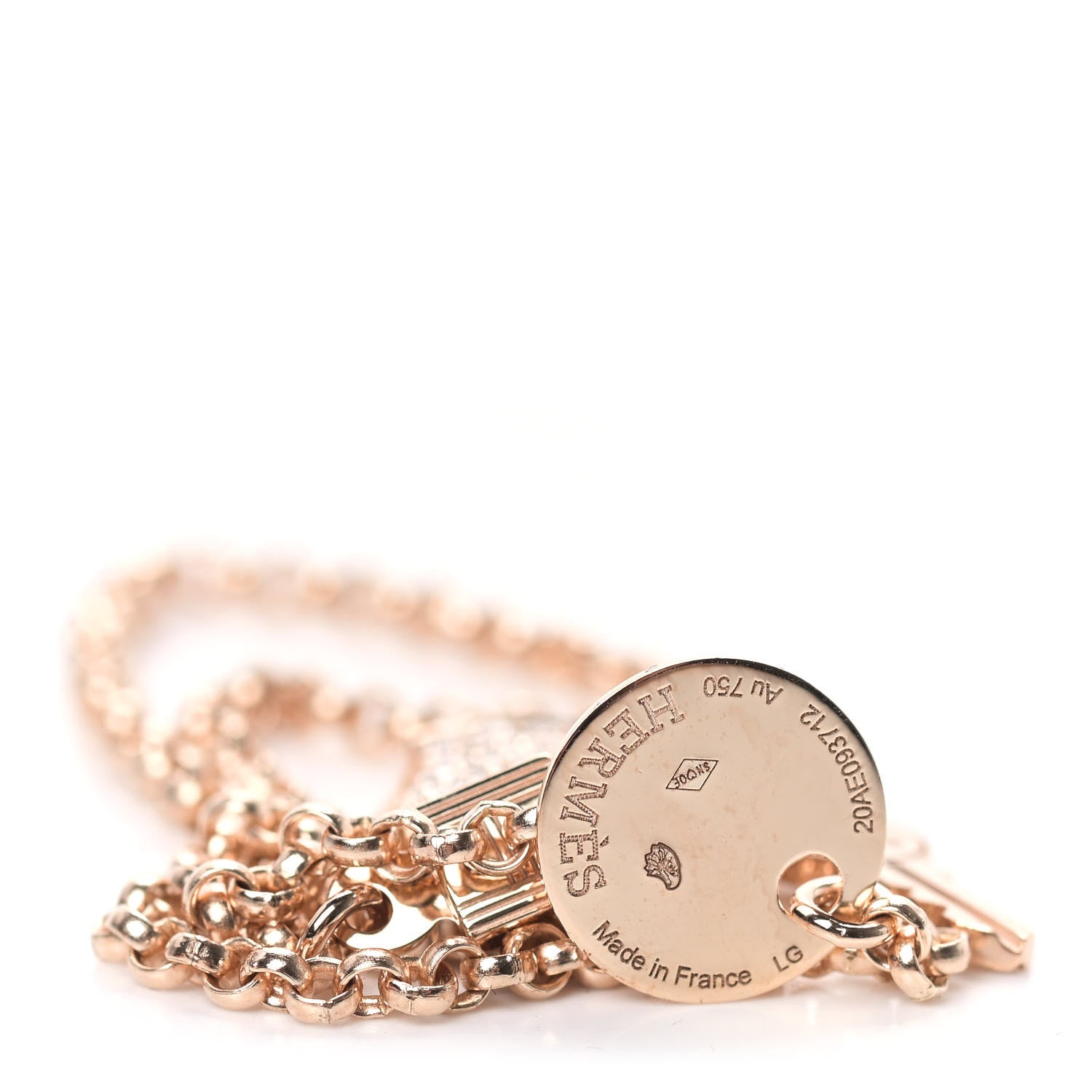 Hermes 18K Rose Gold Diamond PM Kelly Clochette Bracelet LG 2 of 5