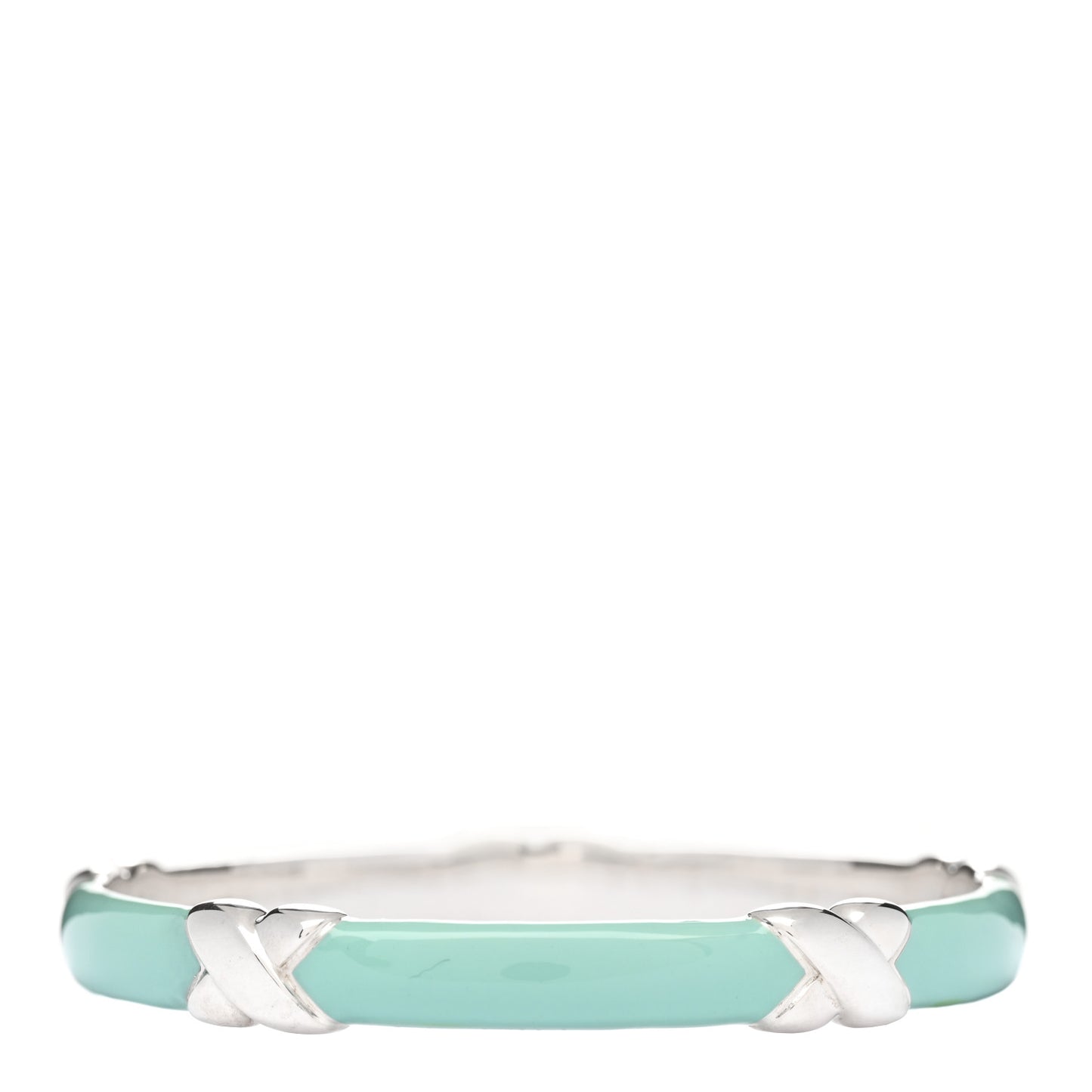 Sterling Silver Enamel Signature X Bangle Bracelet Blue