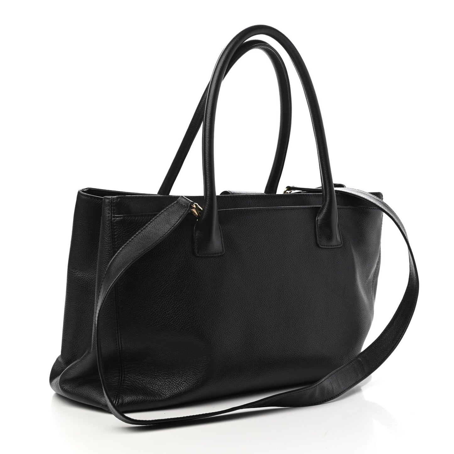 Calfskin Cerf Executive Shopper Tote Black