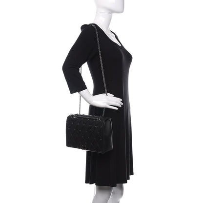 Valentino Garavani Smooth Calfskin Quilted Beehive Shoulder Bag Black 2 of 10
