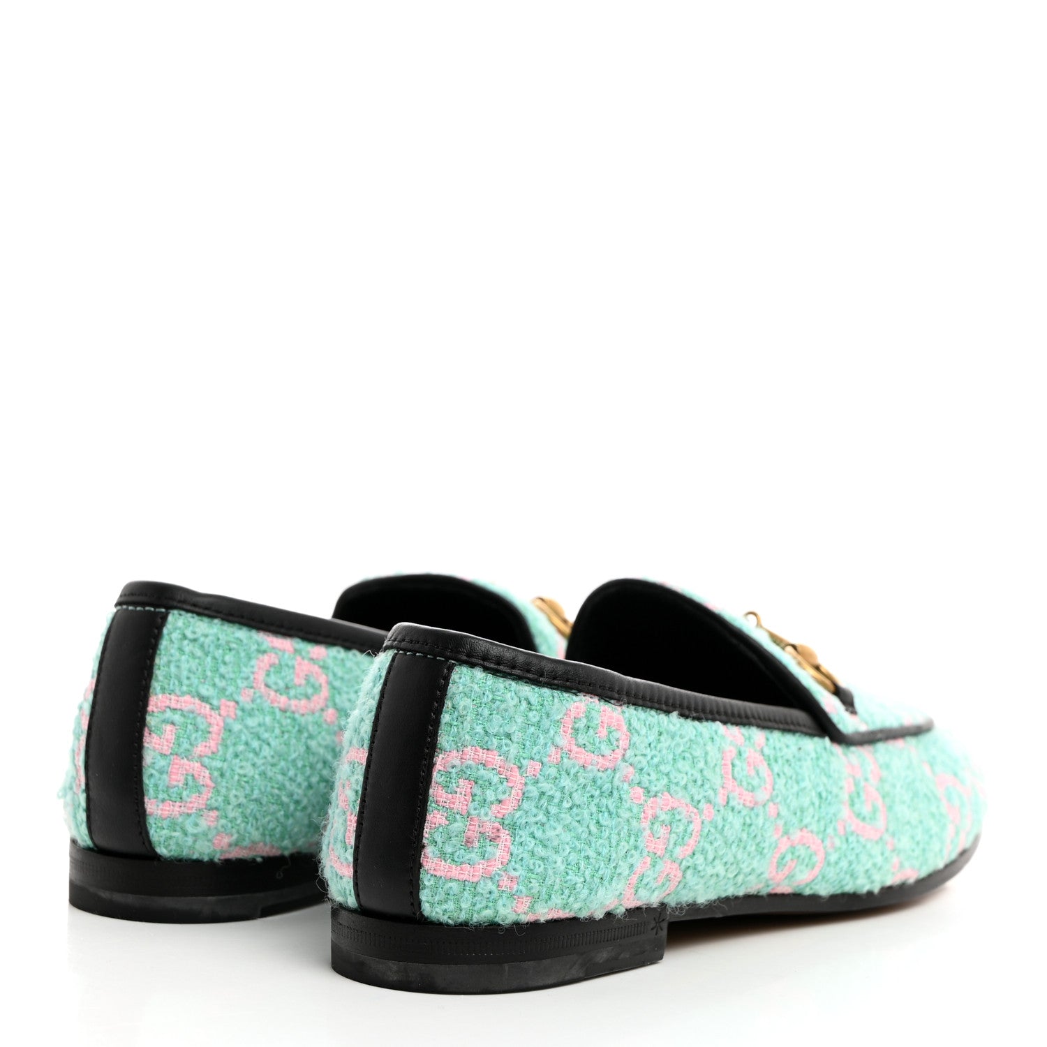 Gucci Tweed GG Monogram Horsebit Womens Jordaan Loafers 35.5 Blue Pink 4 of 8