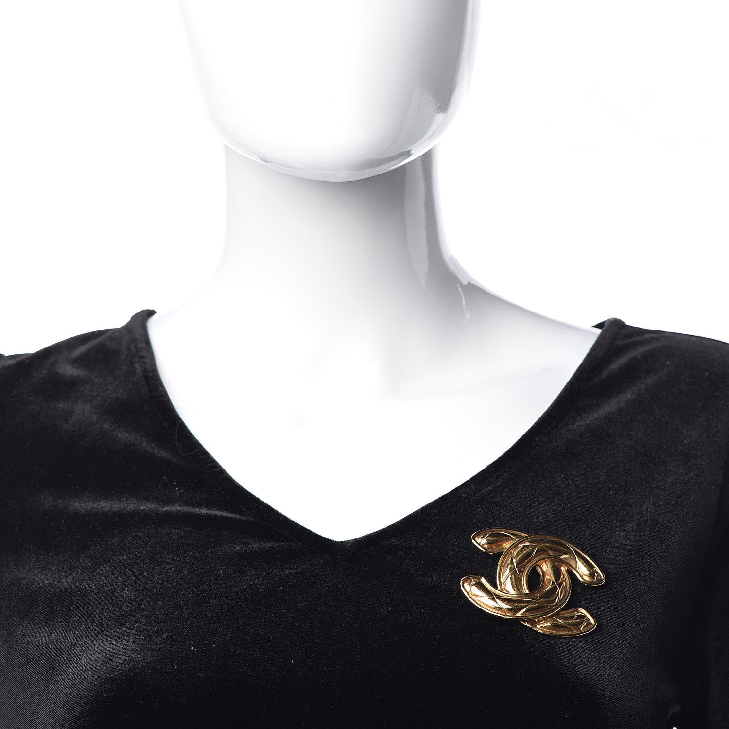 Chanel Metal Quilted Large CC Brooch Gold 2 of 5
