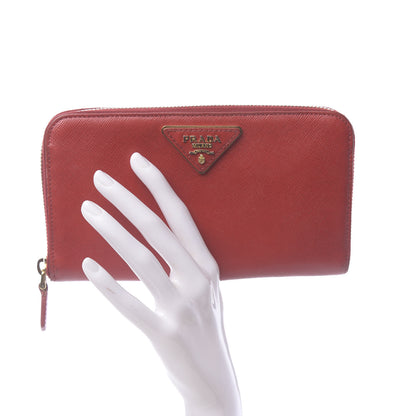 Prada Saffiano Triangle Zip Around Wallet Fuoco 2 of 10