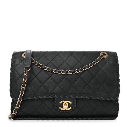 Chanel Suede Calfskin Jumbo Happy Stitch Flap Black 1 of 11