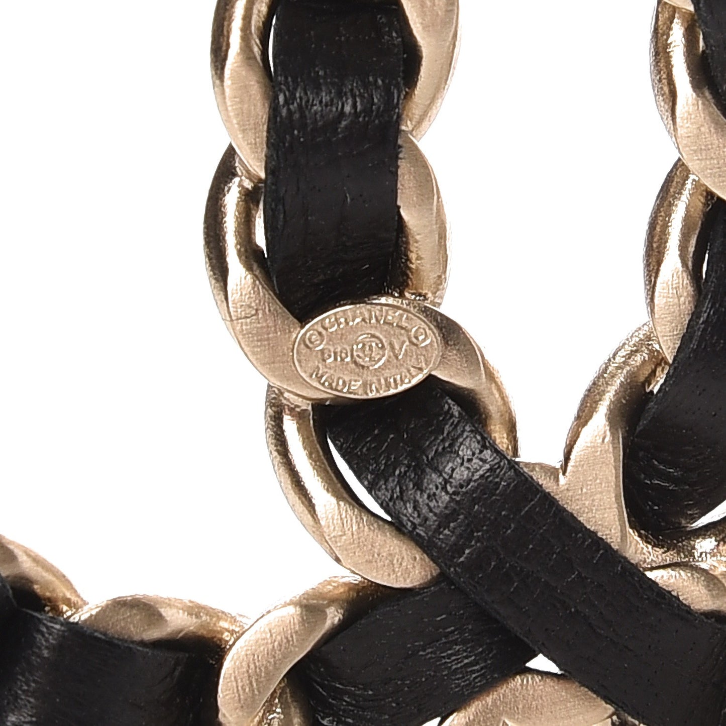 Lambskin Chain CC Brooch Black Gold
