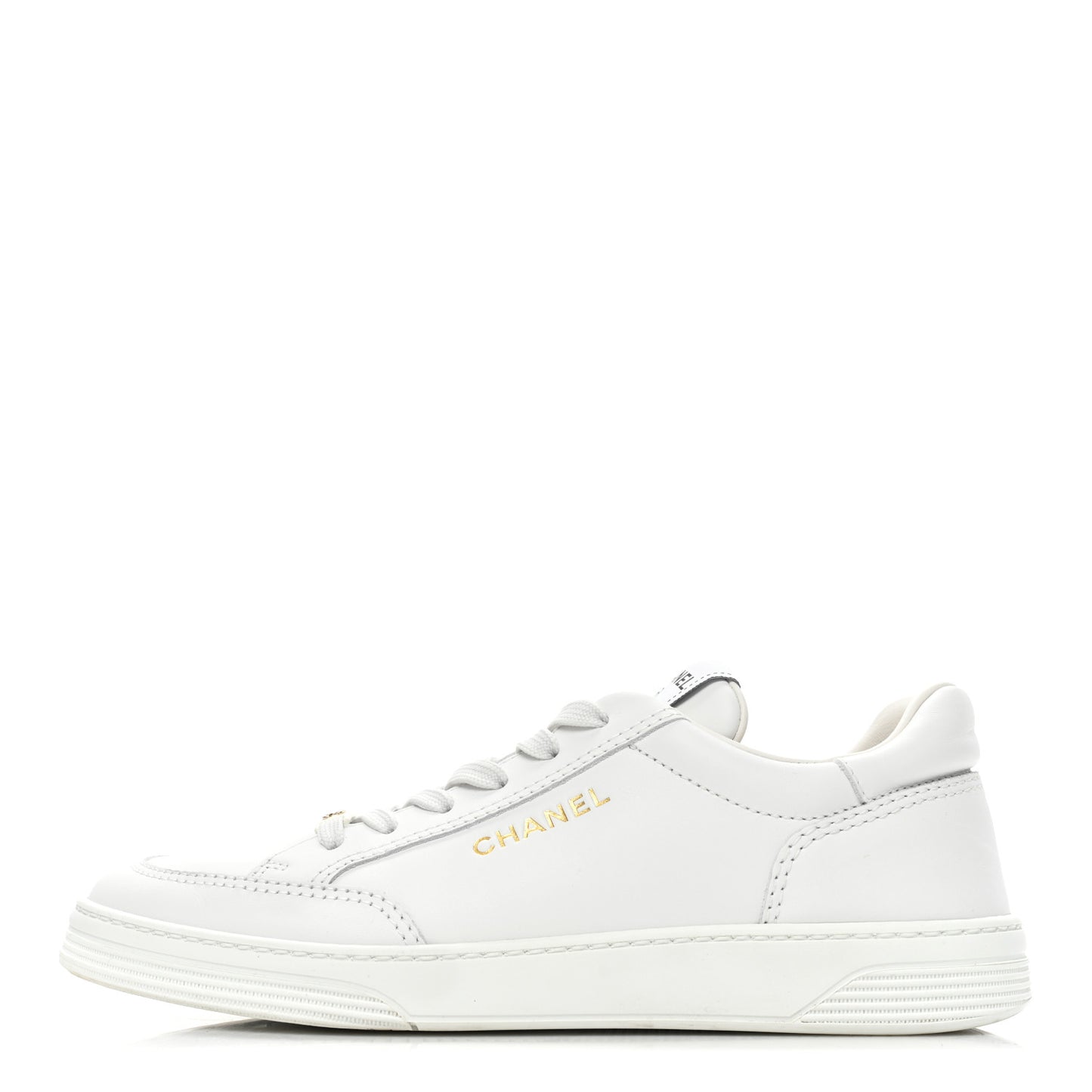 Calfskin Womens CC Logo Sneakers 39 White