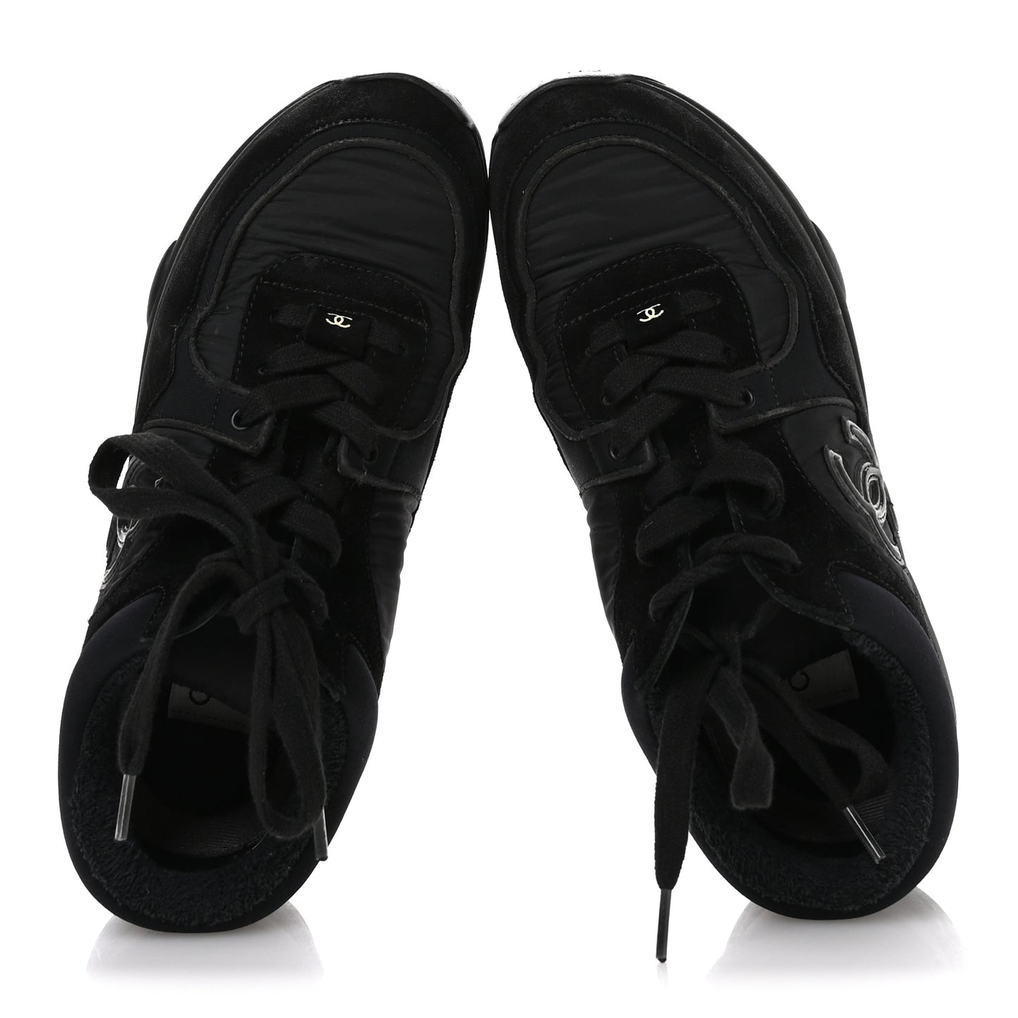 Fabric Calfskin Suede CC Sneakers 35.5 Black