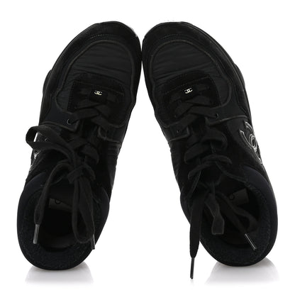 Chanel Fabric Calfskin Suede CC Sneakers 35.5 Black 2 of 7