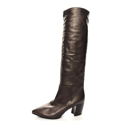 Prada Metallic Calfskin Knee High 105mm Boots 36.5 Bronze 1 of 7