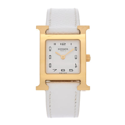 Hermes Stainless Steel Epsom 21mm Heure H Hour Quartz Watch Blanc 1 of 8
