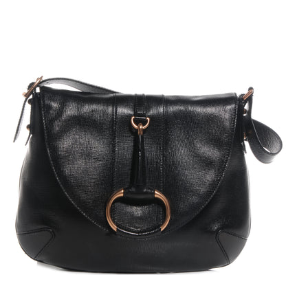 Gucci Leather Horsebit Flap Bag Black 1 of 7