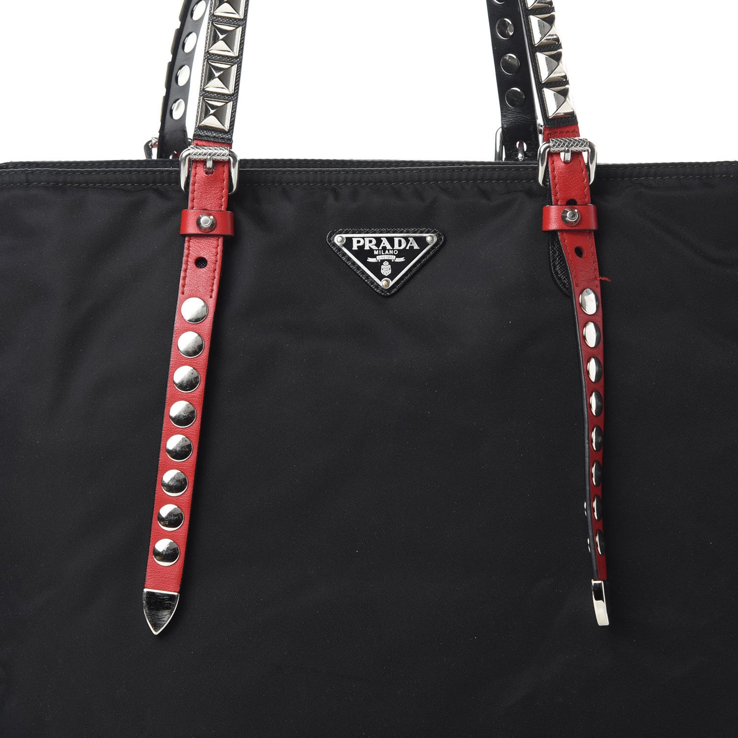 Nylon New Vela Studded Tote Black Fuoco