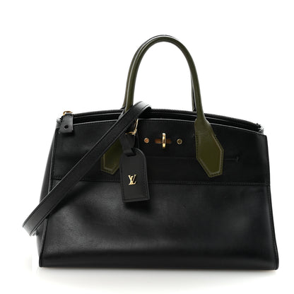 Louis Vuitton Calfskin City Steamer EW Kaki Blue Black 1 of 9