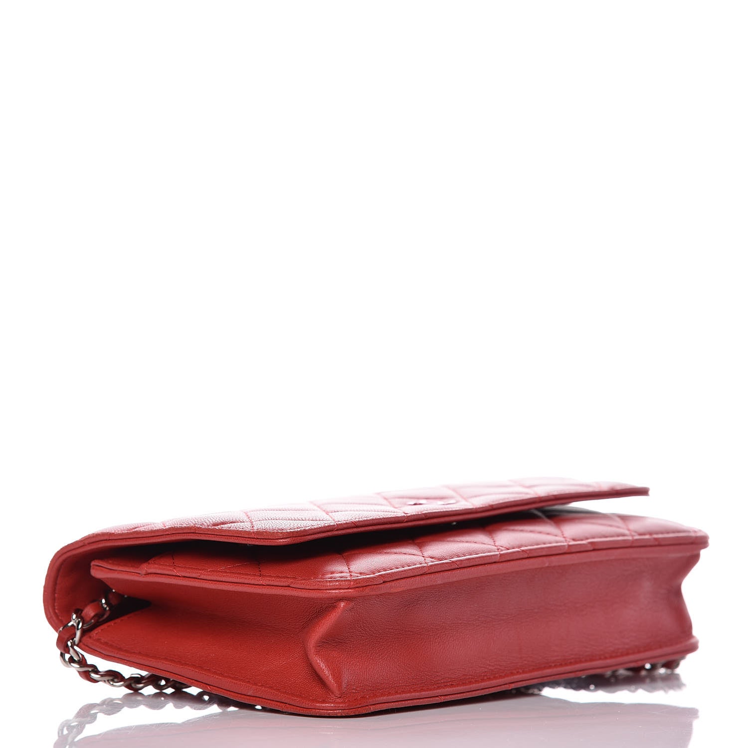 Chanel Lambskin Quilted Wallet On Chain WOC Red Pink 4 of 12