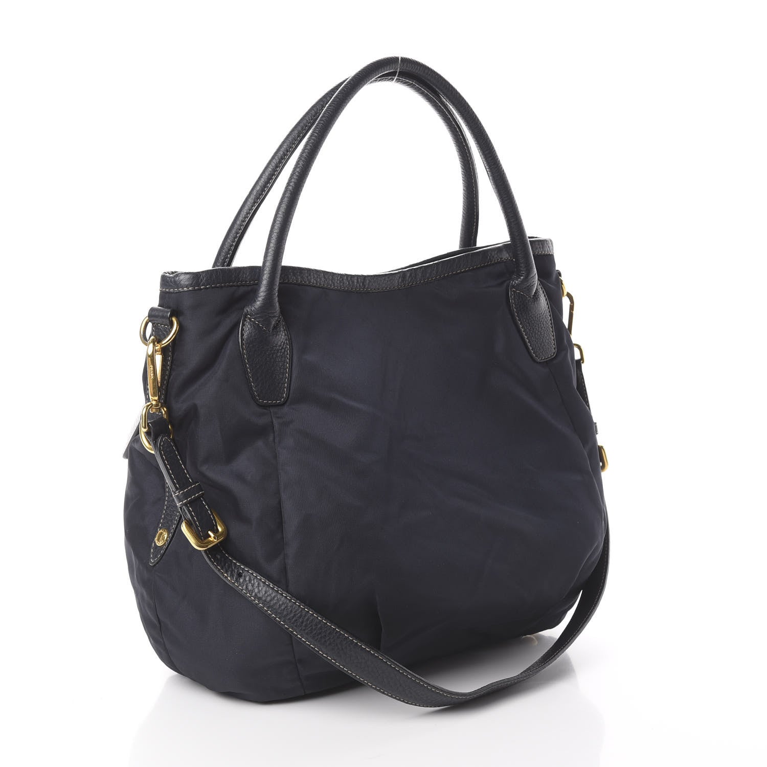 Prada Tessuto Nylon Vitello Daino Tote Blue 2 of 9