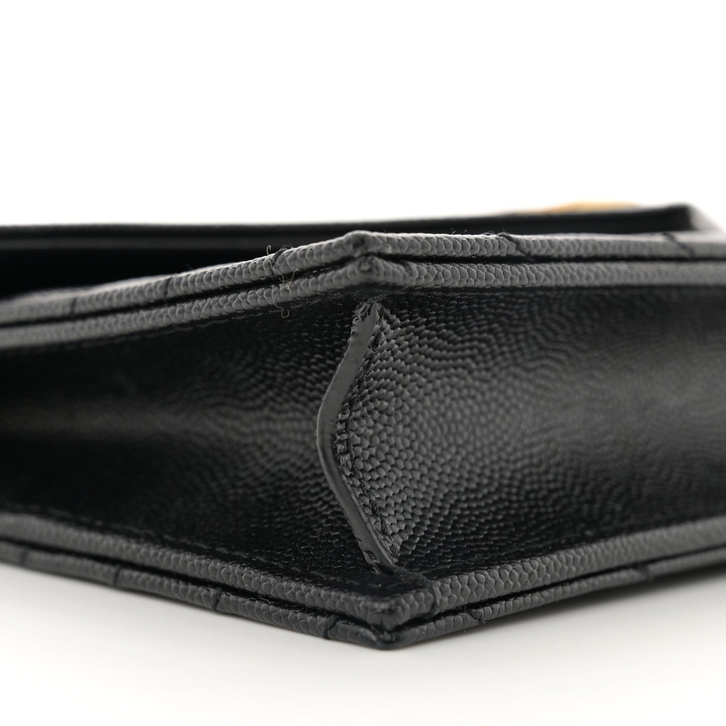 Grain De Poudre Matelasse Chevron Monogram Envelope Chain Wallet Black