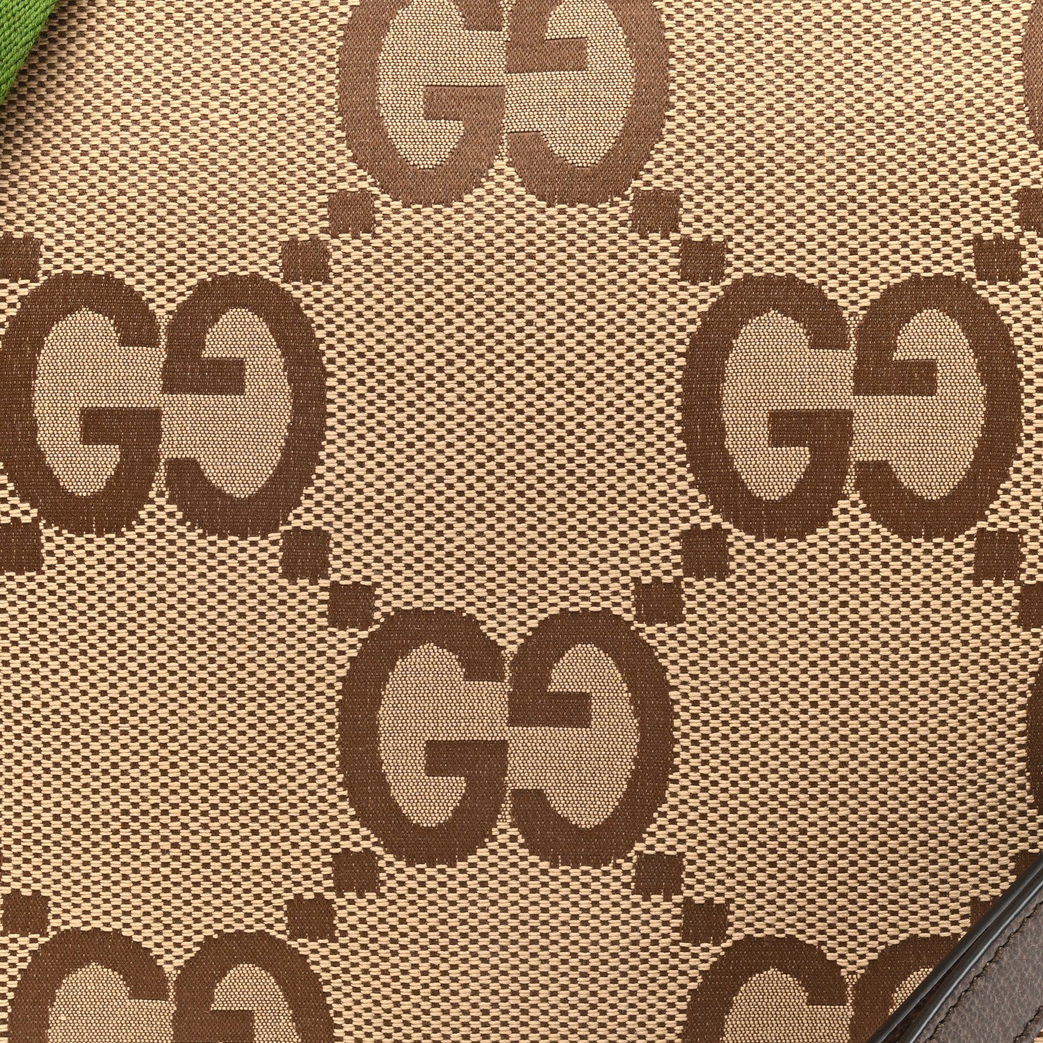 Gucci Monogram Jumbo GG Textured Dollar Calfskin Web Wristlet Messenger Bag Camel Ebony New Acero 7 of 9