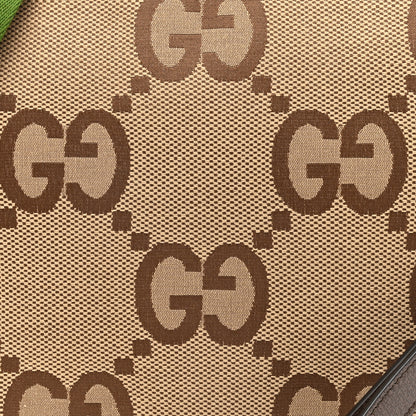 Gucci Monogram Jumbo GG Textured Dollar Calfskin Web Wristlet Messenger Bag Camel Ebony New Acero 7 of 9