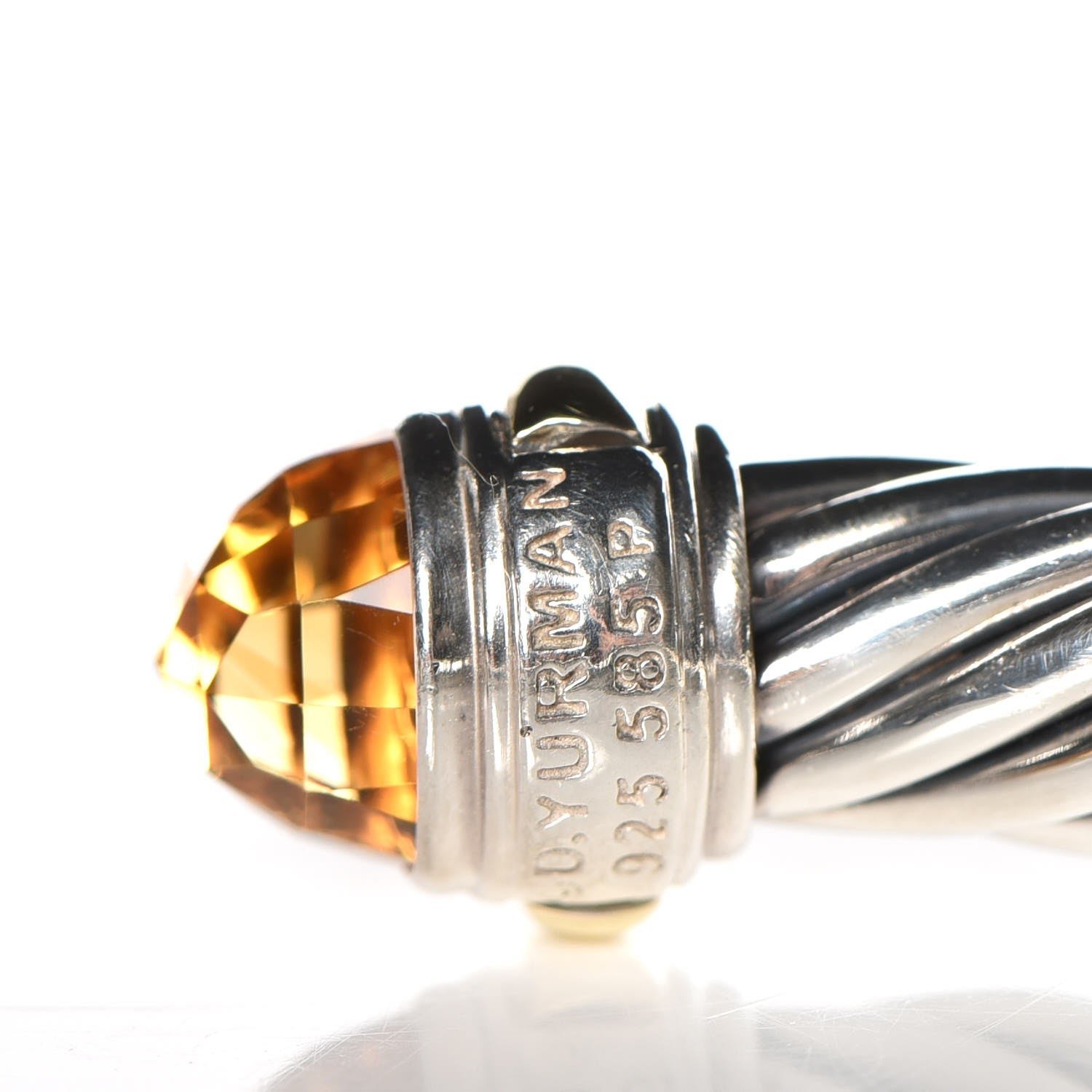 David Yurman Sterling Silver 14K Yellow Gold Citrine 7mm Cable Classics Bracelet 4 of 5