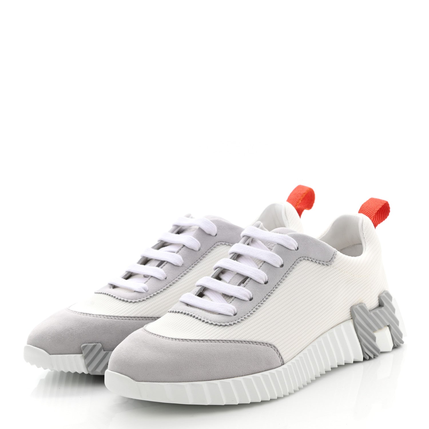 Hermes Technical Canvas Suede Goatskin Bouncing Sneakers 37 White Multicolor 3 of 9
