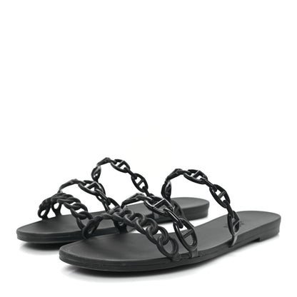 Hermes Rubber Chaine d'Ancre Rivage Sandals 38 Black 5 of 10