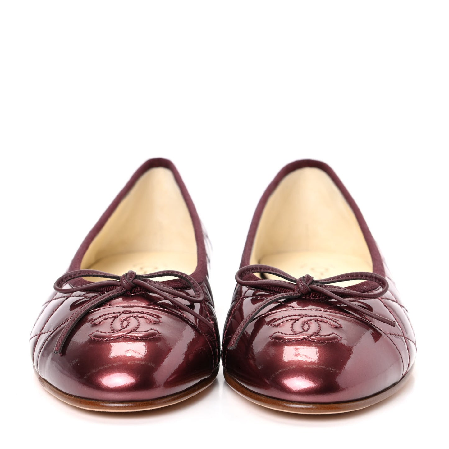 Patent Quilted Cap Toe CC Ballerina Flats 37.5 Rose Fonce