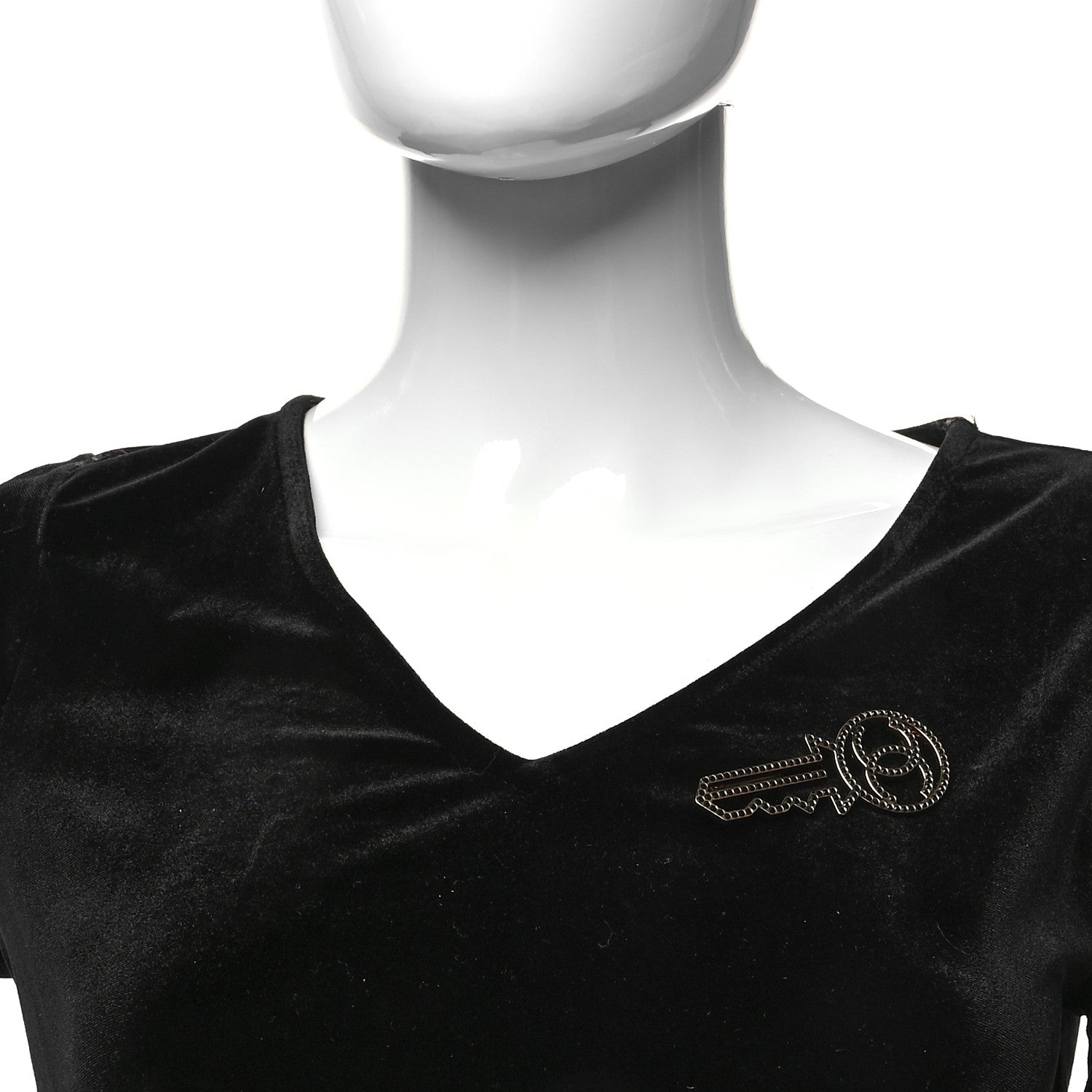 Chanel Crystal CC Key Brooch Black Gold 2 of 4
