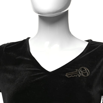 Chanel Crystal CC Key Brooch Black Gold 2 of 4