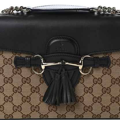 Gucci Monogram Margaux Calfskin Medium Emily Chain Shoulder Bag Beige Ebony Cocoa 8 of 13