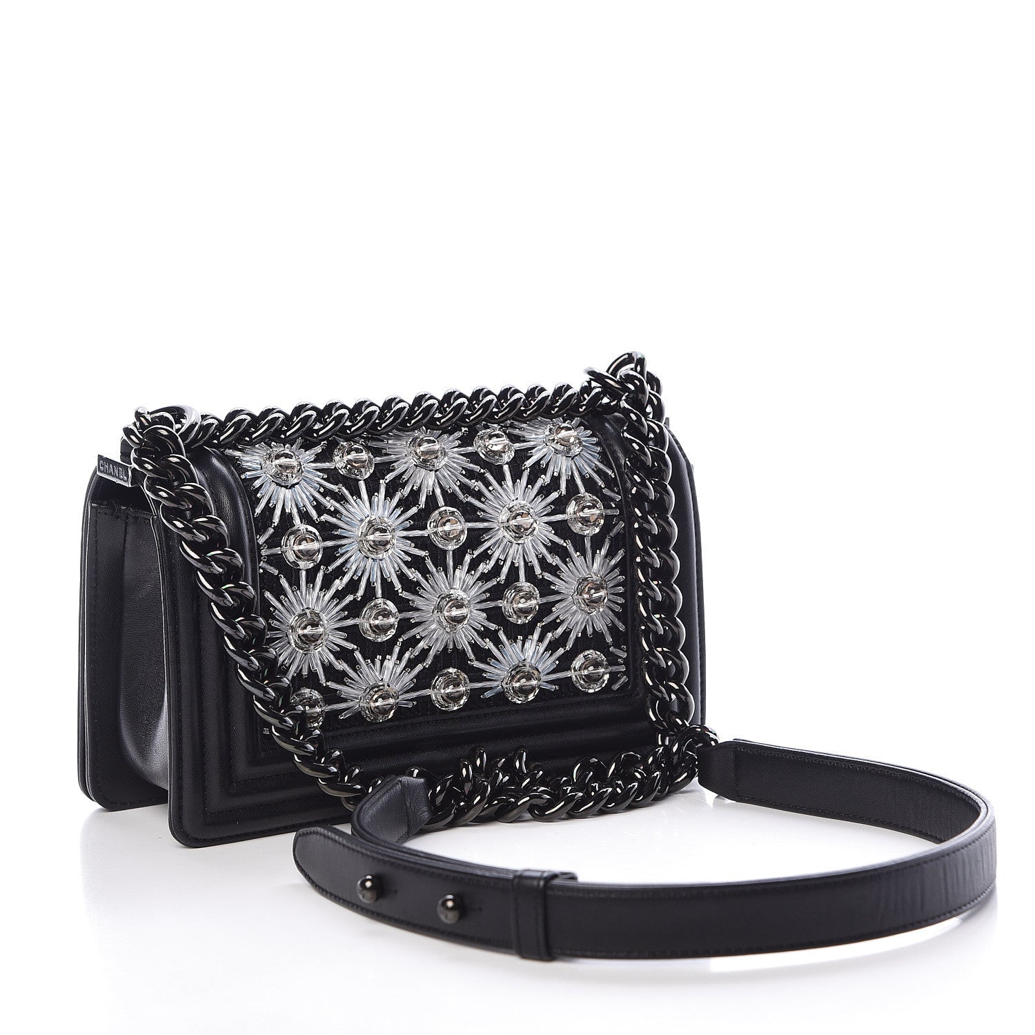 Chanel Lambskin Satin LED Metal Small Boy Flap Black 3 of 18