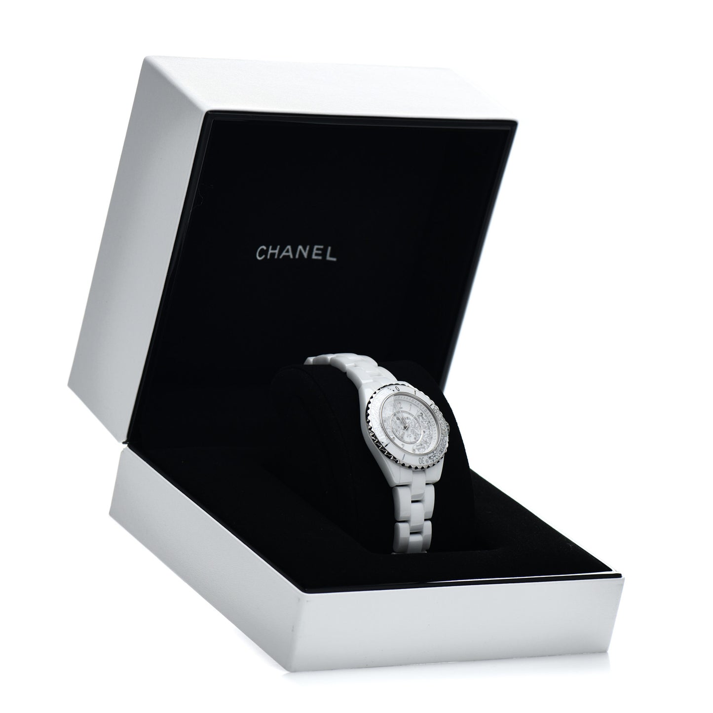 Stainless Steel Ceramic Diamond 33mm J12 Limited Edition Quartz Watch White