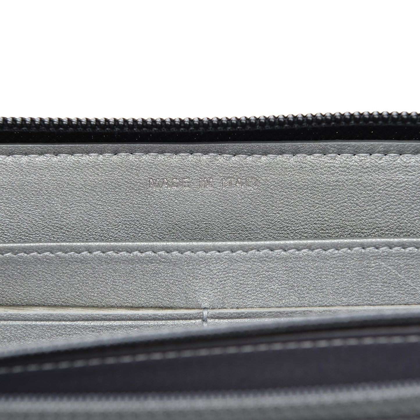 Lambskin Camellia Embossed Large Zip Around Gusset Wallet Black