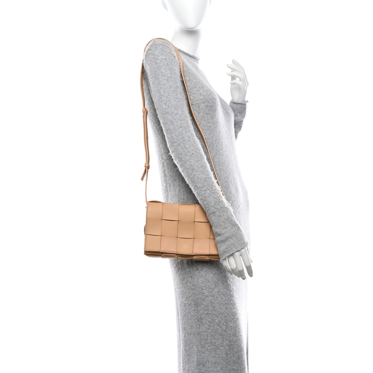 Lambskin Maxi Intrecciato Cassette Crossbody Bag Porridge