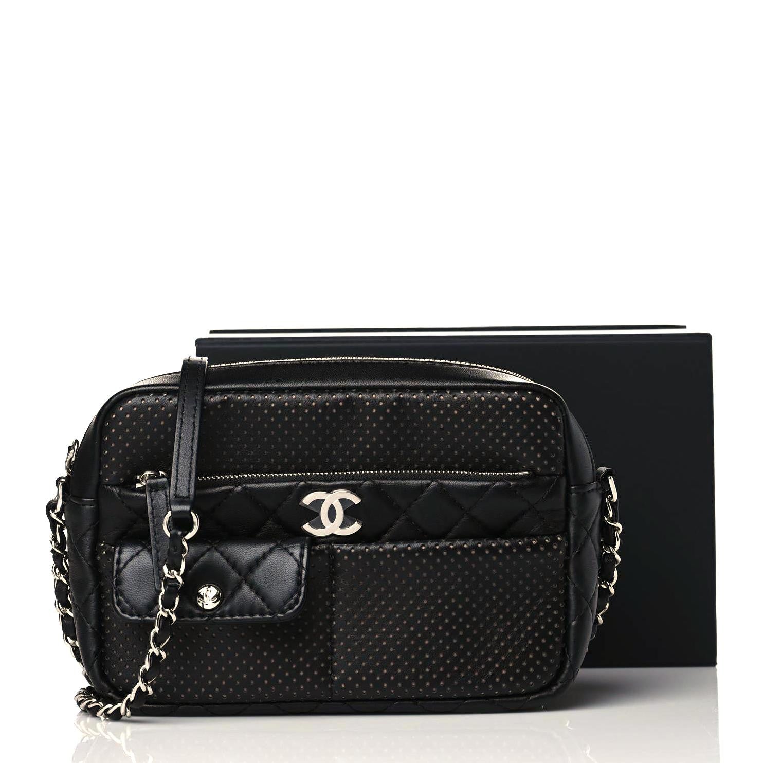Chanel Perforated Calfskin Quilted Ultra Pocket Camera Case Black 11 of 11