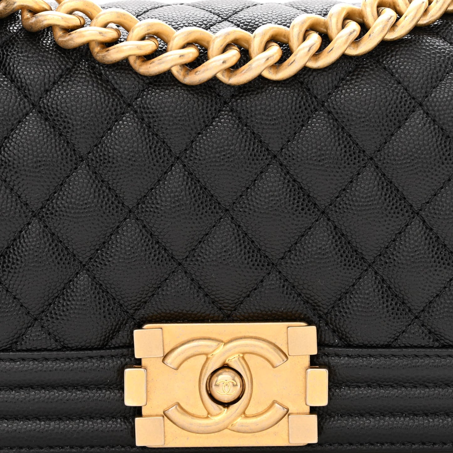Caviar Quilted Small Boy Flap Black