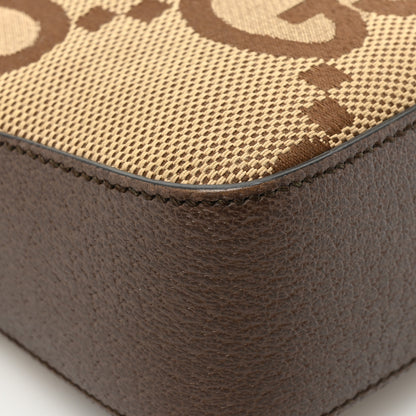 Gucci Monogram Jumbo GG Textured Dollar Calfskin Web Messenger Shoulder Bag Camel Ebony New Acero 11 of 15
