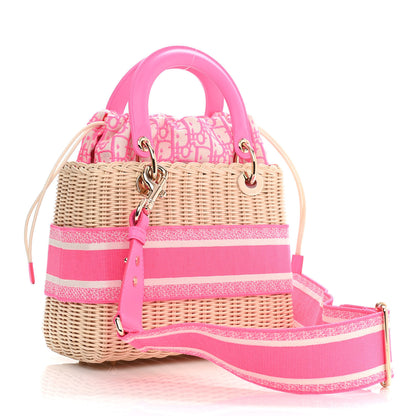 Christian Dior Wicker Oblique Medium Lady Dior Bag Fluorescent Pink 3 of 10