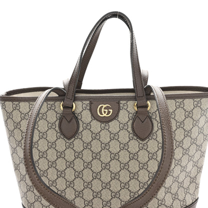 Gucci GG Supreme Monogram Textured Calfskin Small Ophidia Shoulder Tote Bag Beige Ebony New Acero 8 of 10