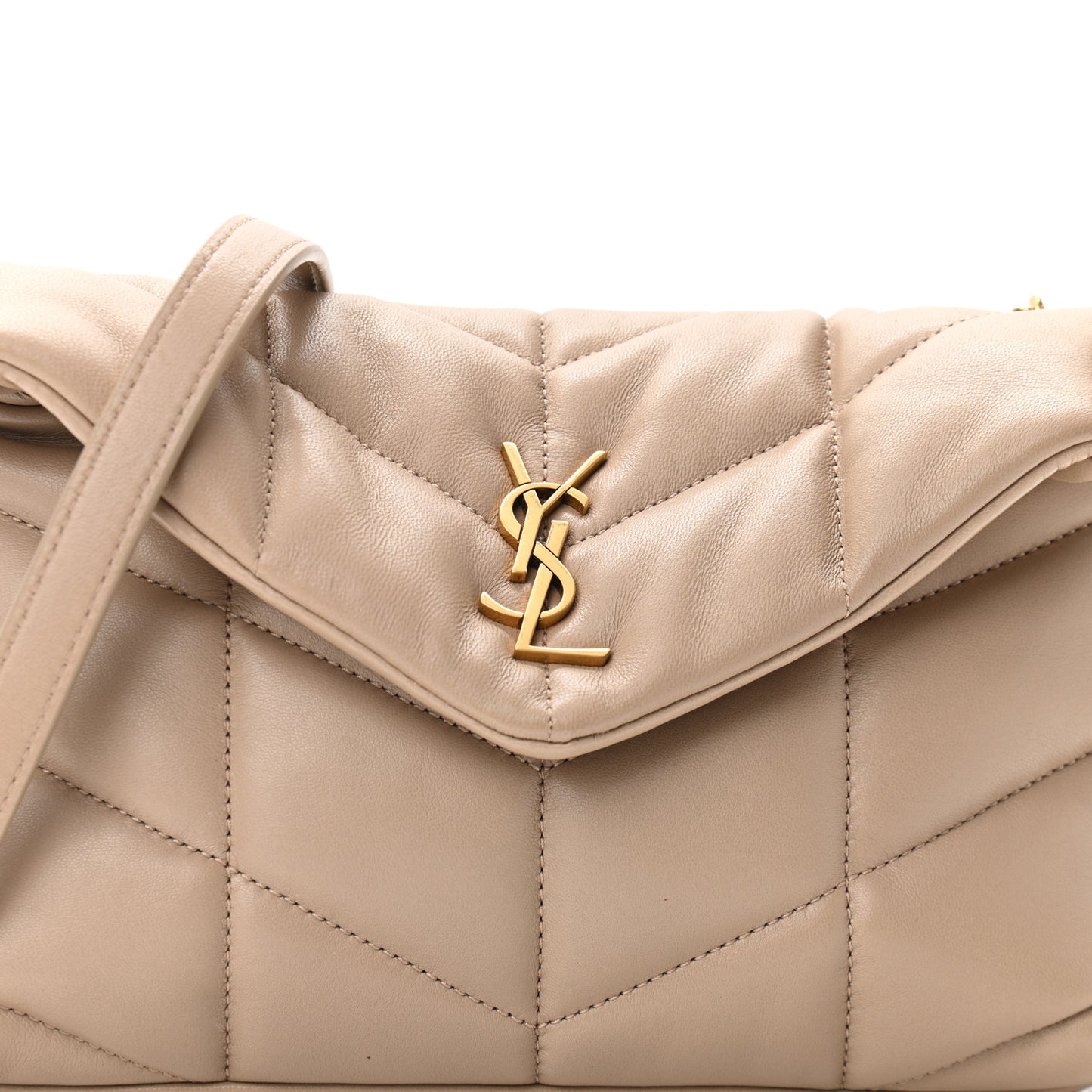 Lambskin Quilted Toy Loulou Puffer Monogram Chain Satchel Nude Powder
