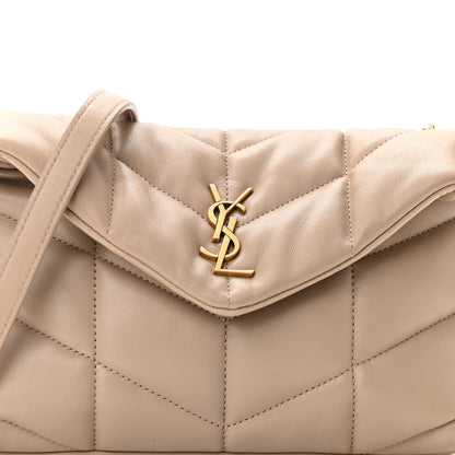 Saint Laurent Lambskin Quilted Toy Loulou Puffer Monogram Chain Satchel Nude Powder 8 of 10