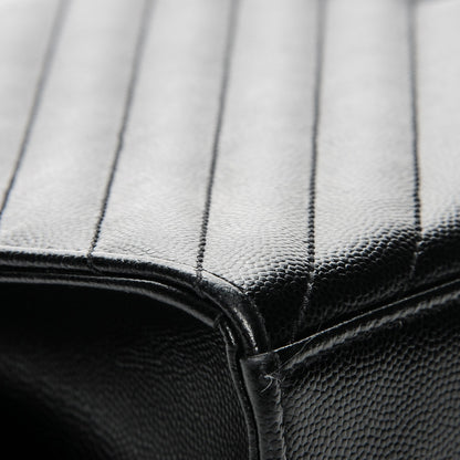 Saint Laurent Grain De Poudre Matelasse Chevron Large Monogram Satchel Black 16 of 19