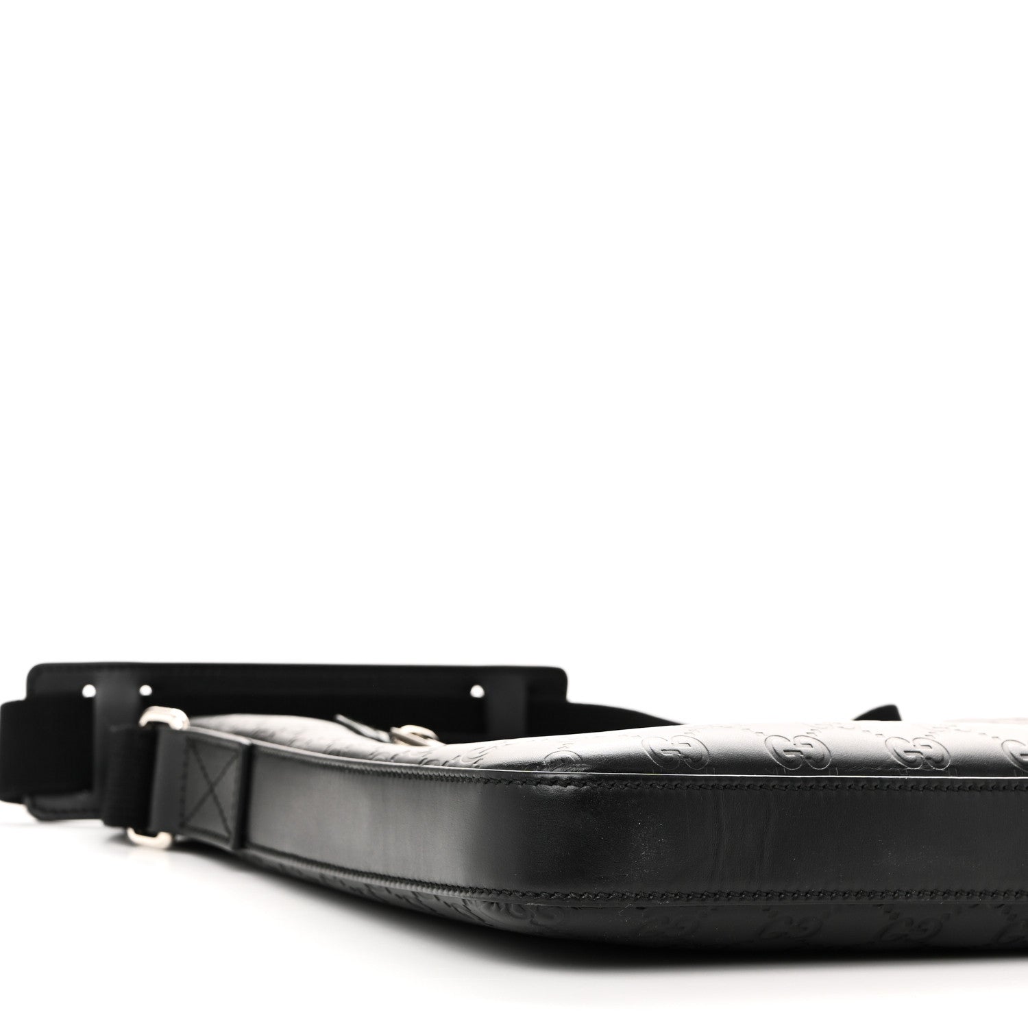 Gucci Guccissima Signature Medium Flat Messenger Bag Black 9 of 10